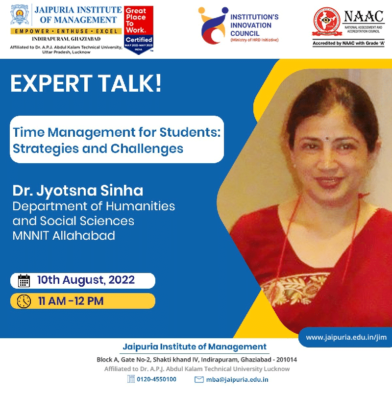 Expert Talk on Time Management: Strategies and Challenges - Jaipuria ...