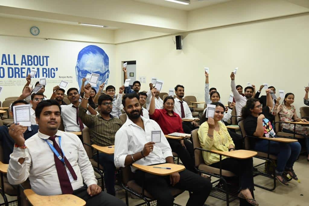 Students participating in Finance Bingo at Jaipuria Institute