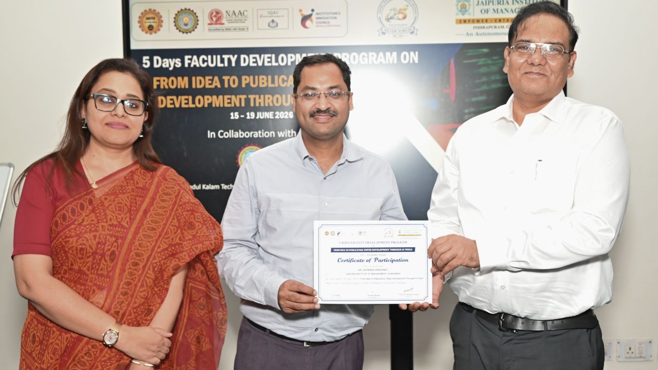 Report on Day 5 and Valedictory Session of the 5-Day Faculty Development Program 9 - Jaipuria Institute of Management, Indirapuram Ghaziabad Report on Day 5 and Valedictory Session of the 5-Day Faculty Development Program 9