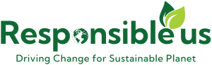 responsible us - Jaipuria Institute of Management, Indirapuram Ghaziabad Responsible Us logo: green wordmark with a globe in the 'o', a two-tone leaf motif, and the slogan 'Driving Change for Sustainable Planet'