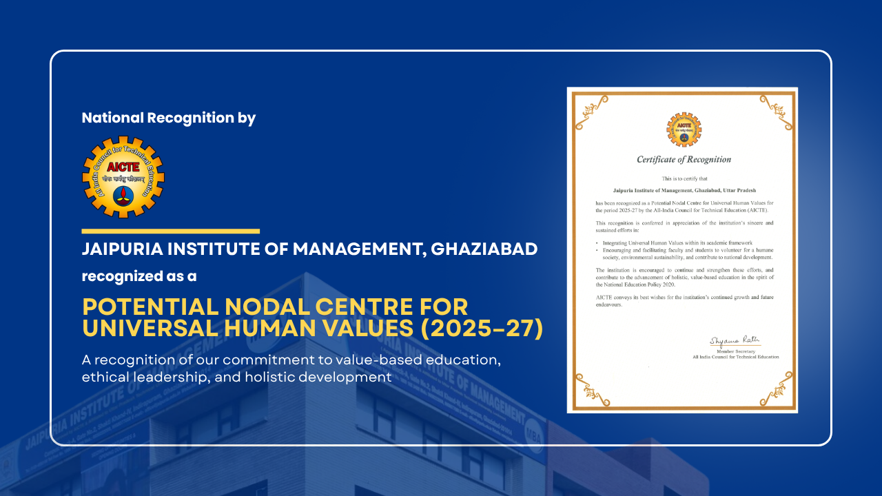 Jaipuria Institute of Management, Ghaziabad Earns National Recognition from AICTE